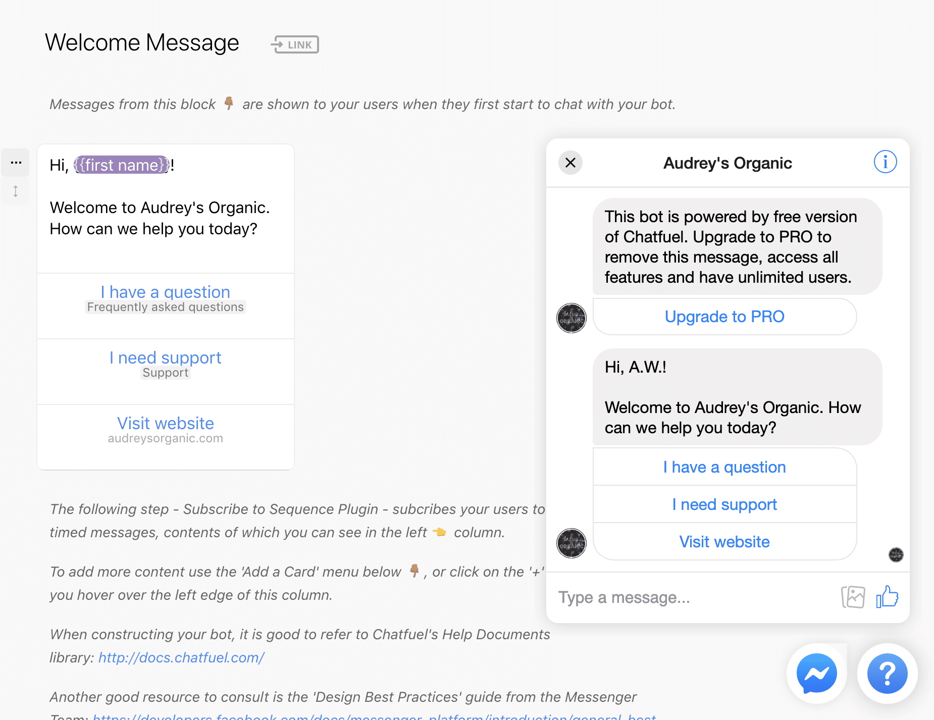 chatfuel chatbot