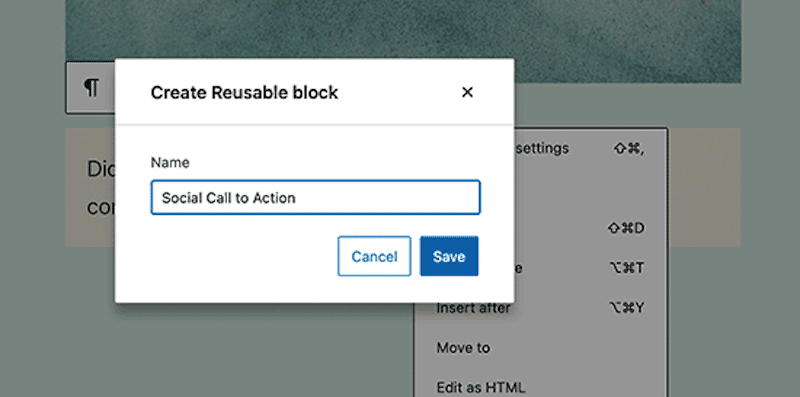 สร้าง Reusable Blocks