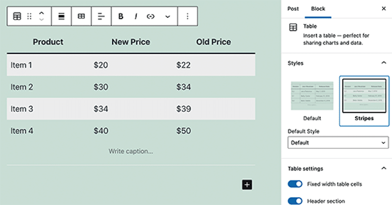 การเพิ่มตาราง ใน WordPress Block Editor