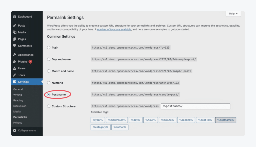 ตั้งค่าลิงก์ถาวร (Permalink Settings) ในWordPress