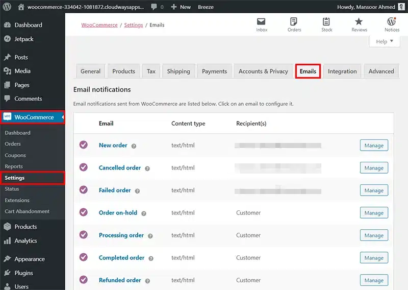 วิธีตั้งค่า WooCoomerce (Emails)