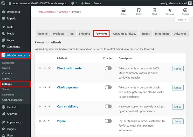 วิธีตั้งค่า WooCoomerce (Payments)